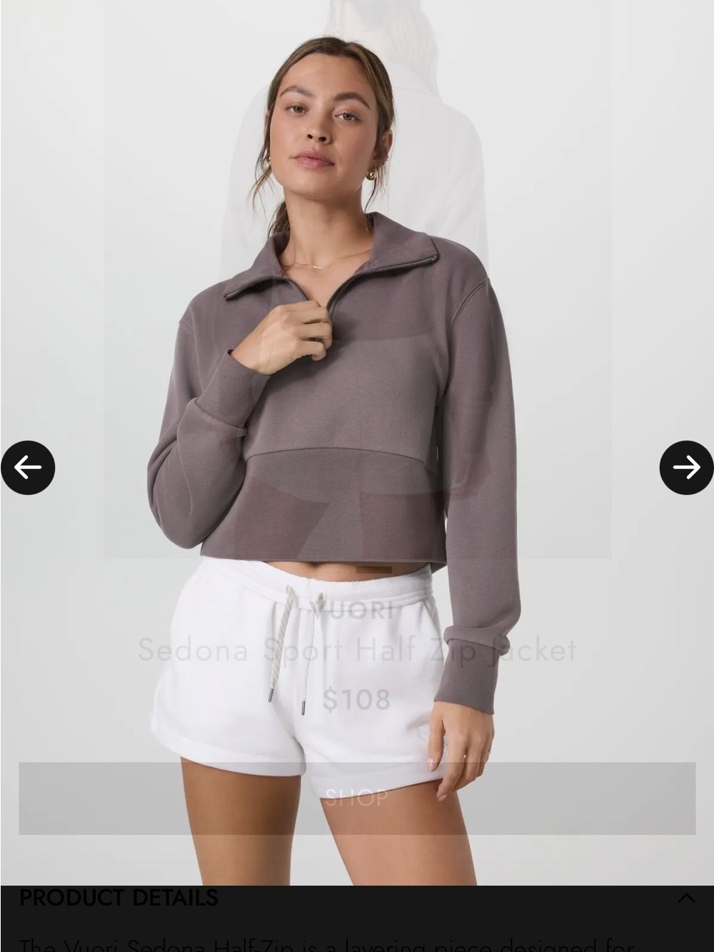 Vuori Sedona Crop Half-Zip Pullover - Chia
